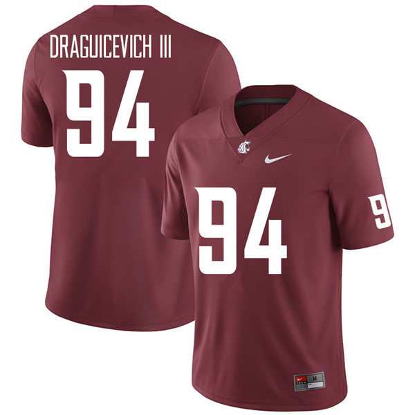 Men #94 Oscar Draguicevich III Washington State Cougars College Football Jerseys Sale-Crimson